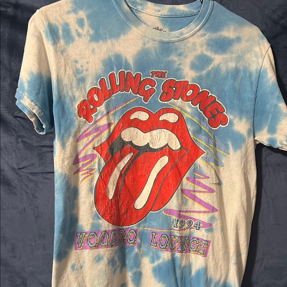 The Rolling Stones Blue and Red Tie-Dye Shirt